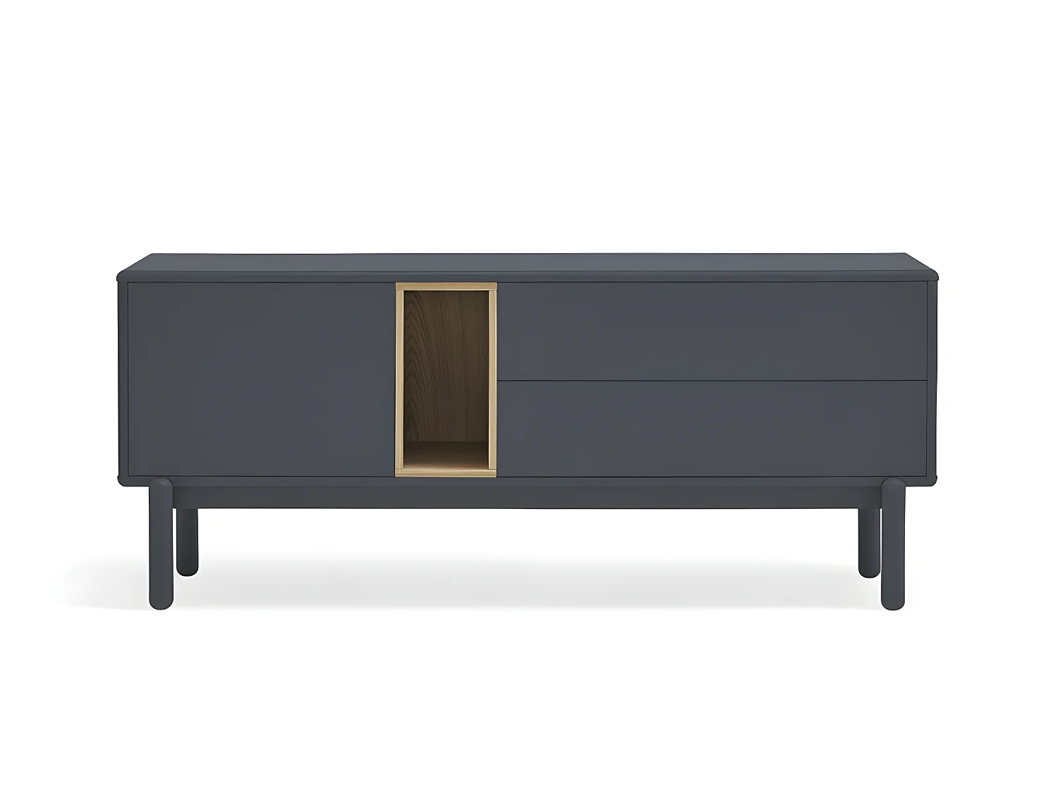 Corvo - Meuble tv 1 porte 1 niche et tiroir en bois L140cm - Gris anthracite