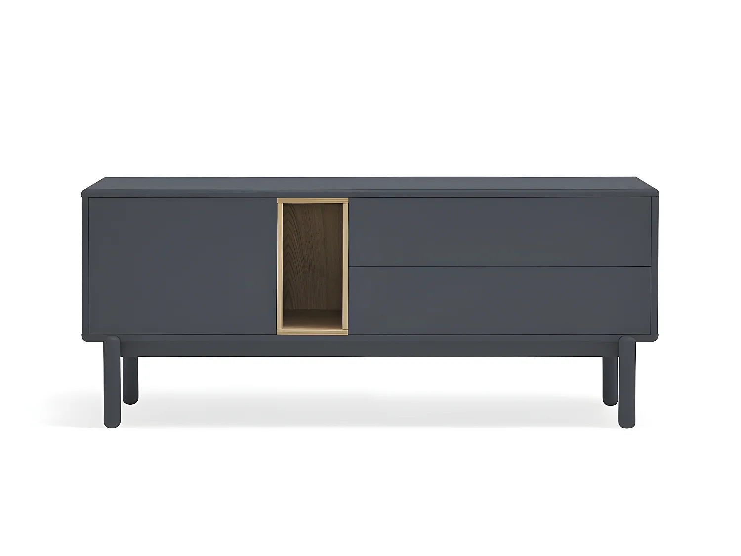 Corvo - Meuble tv 1 porte 1 niche et tiroir en bois L140cm - Gris anthracite