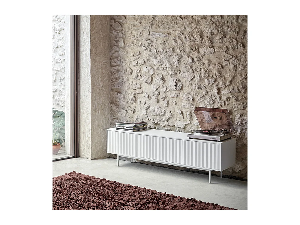 Sierra - Meuble TV en bois 3 portes L180cm - Blanc