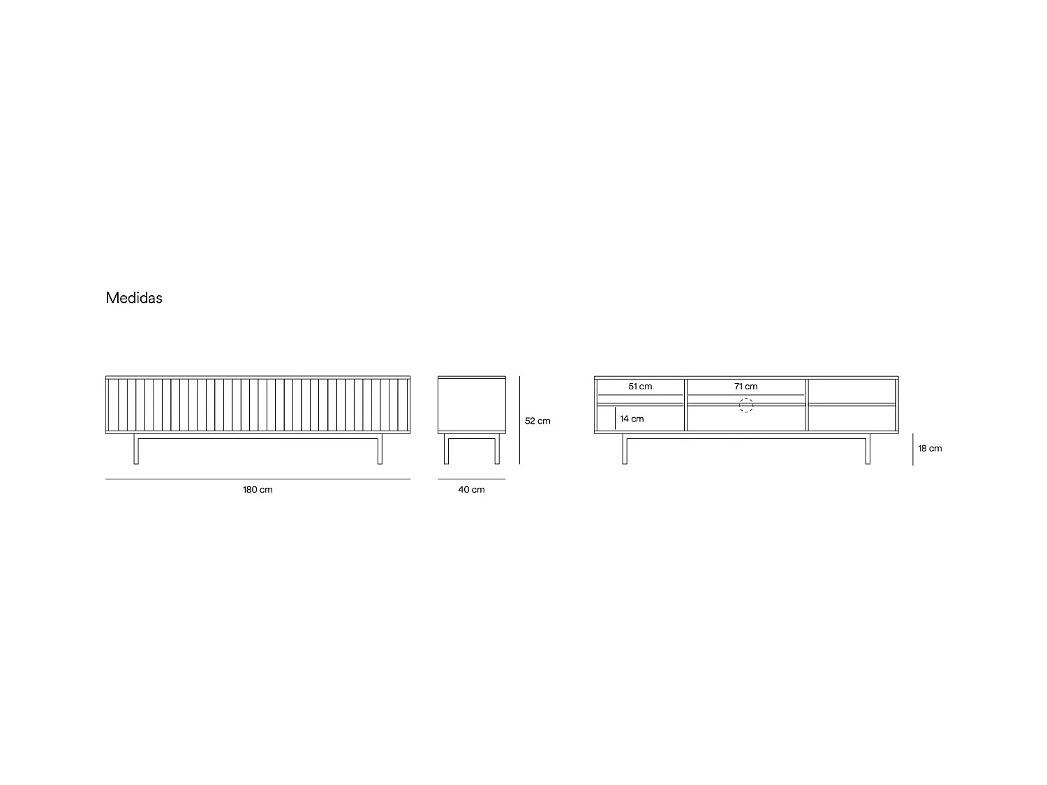 Sierra - Meuble TV en bois 3 portes L180cm - Blanc