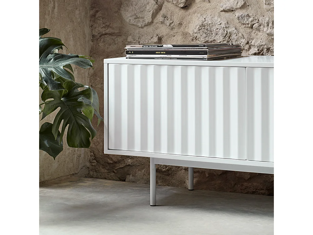 Sierra - Meuble TV en bois 3 portes L180cm - Blanc