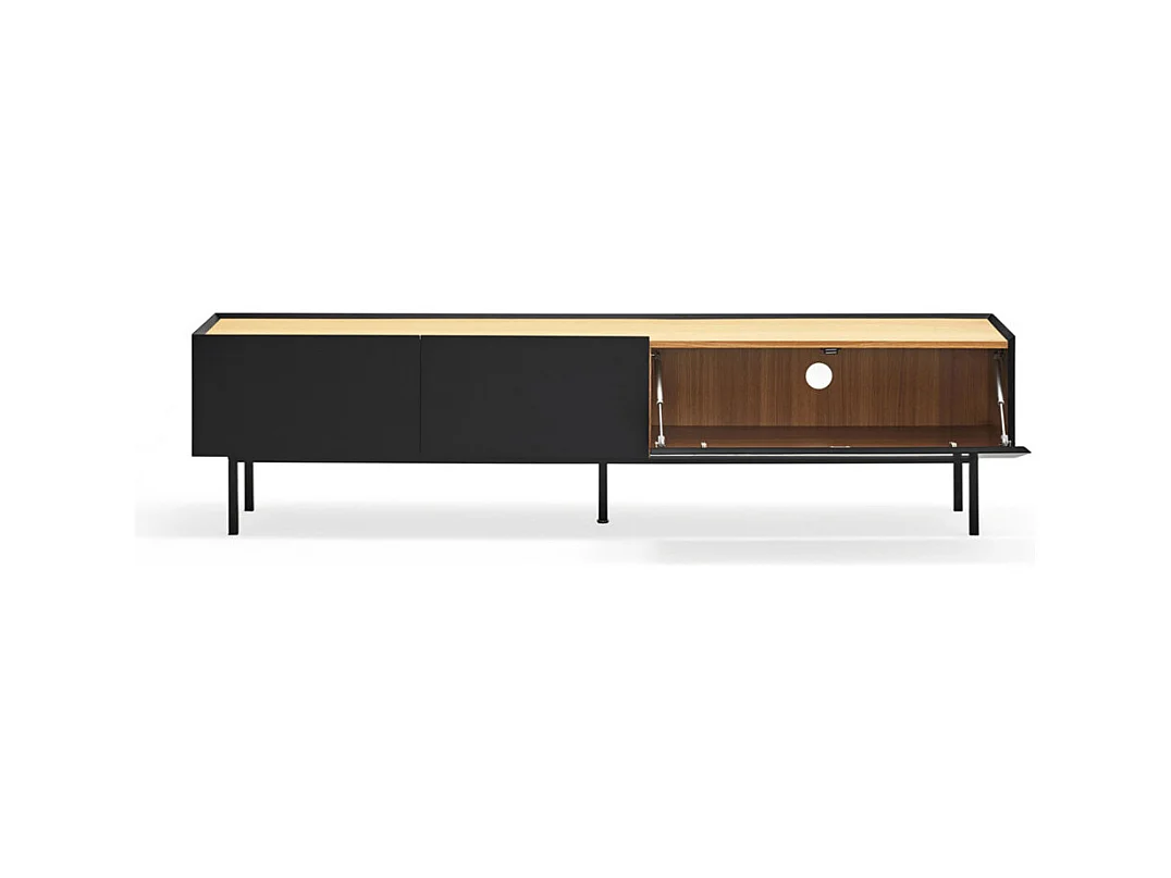 Arista - Meuble TV en bois 1 porte 2 tiroirs L180cm - Noir