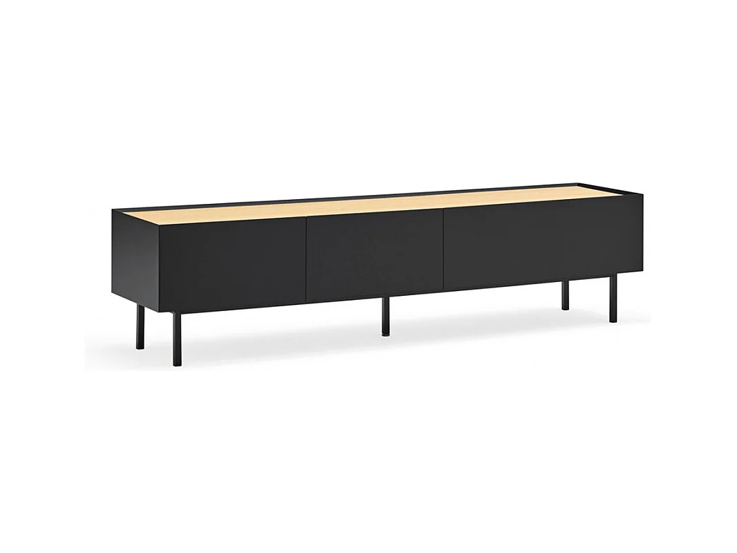 Arista - Meuble TV en bois 1 porte 2 tiroirs L180cm - Noir