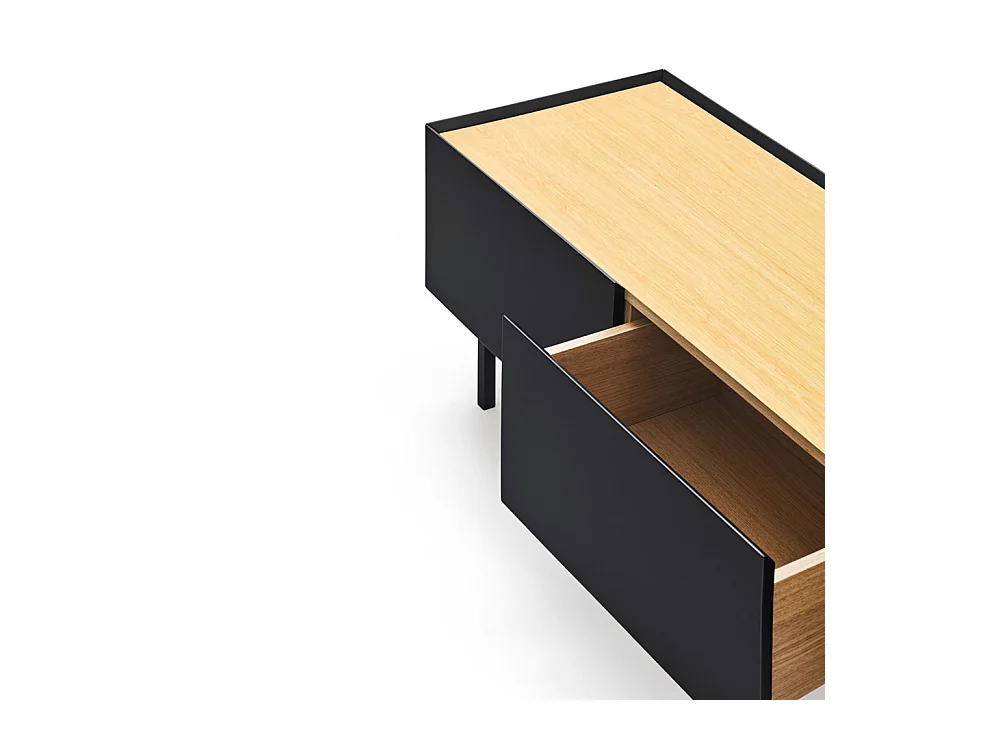 Arista - Meuble TV en bois 1 porte 2 tiroirs L180cm - Noir