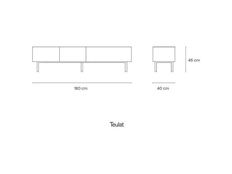 Arista - Meuble TV en bois 1 porte 2 tiroirs L180cm - Noir