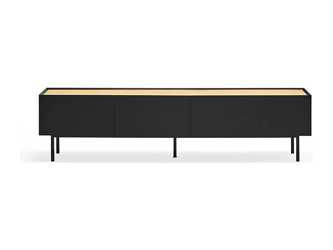 Meubel TV 2 planken met zwarte vouwdeuren 180x40 cm