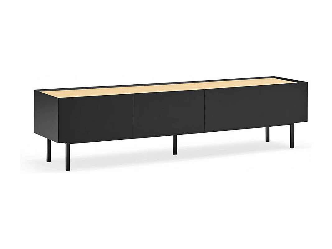 Meubel TV 2 planken met zwarte vouwdeuren 180x40 cm