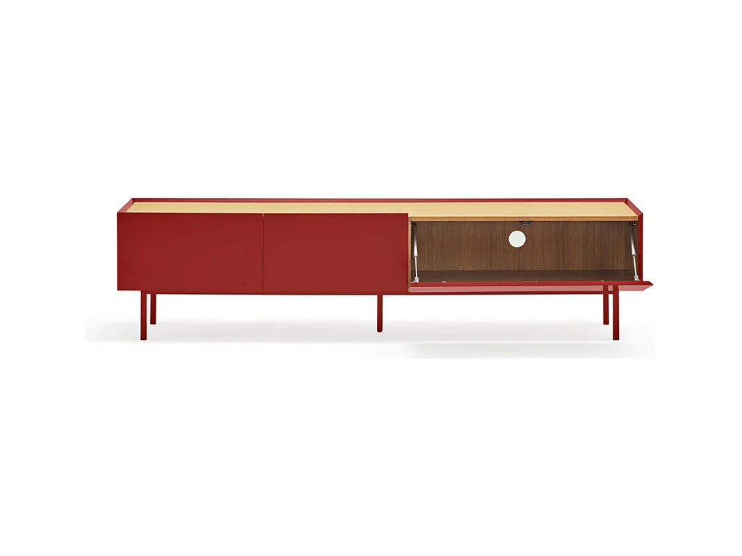 Arista - Meuble TV en bois 1 porte 2 tiroirs L180cm - Couleur - Rouge