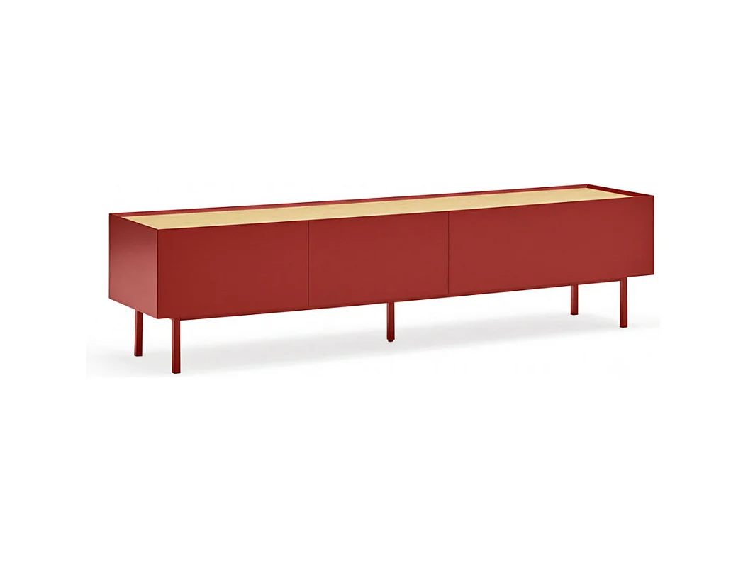 Arista - Meuble TV en bois 1 porte 2 tiroirs L180cm - Couleur - Rouge