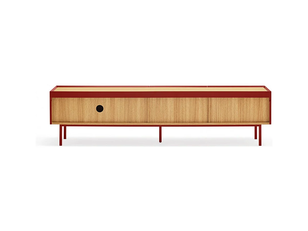 Arista - Meuble TV en bois 1 porte 2 tiroirs L180cm - Couleur - Rouge