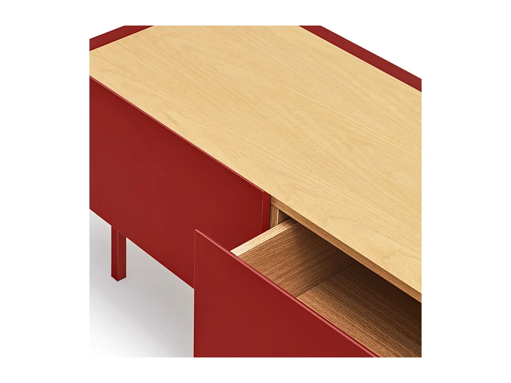 Arista - Meuble TV en bois 1 porte 2 tiroirs L180cm - Couleur - Rouge