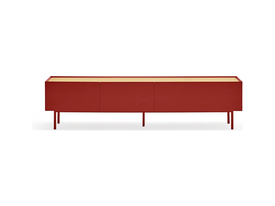Arista - Meuble TV en bois 1 porte 2 tiroirs L180cm - Couleur - Rouge