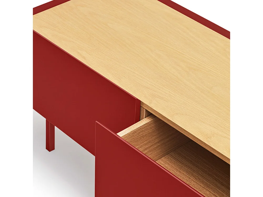 Meubel TV 2 planken met rode vouwdeuren 180x40 cm