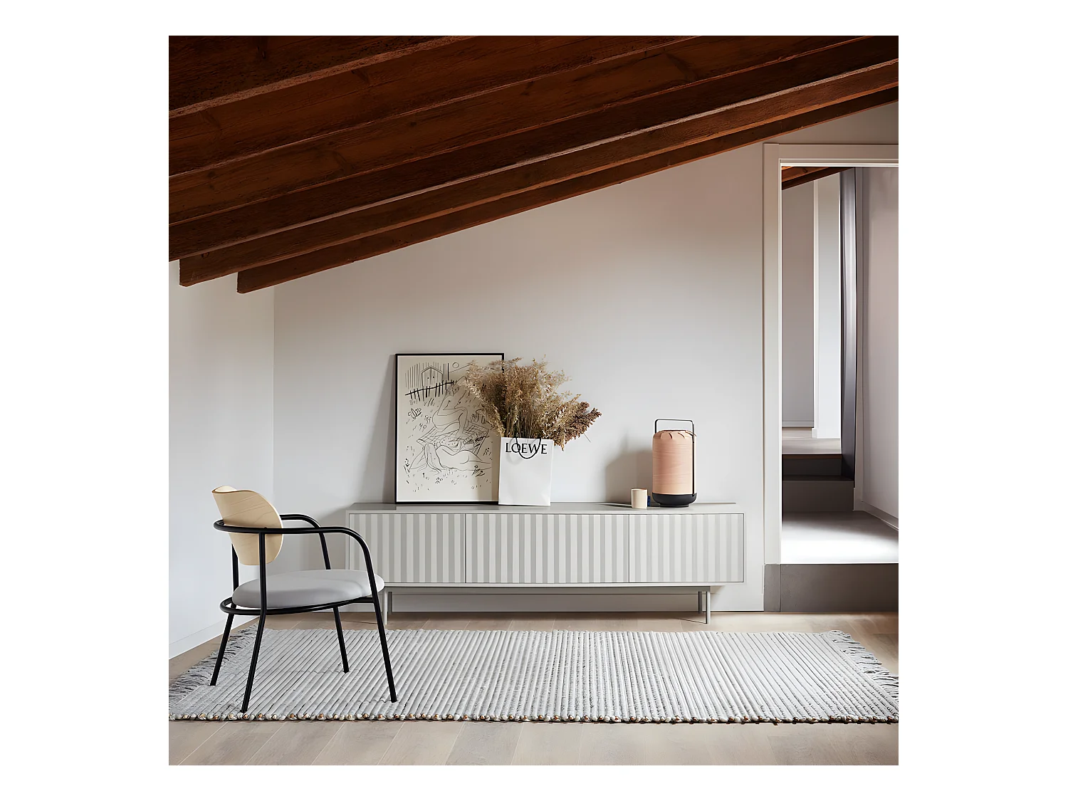 Sierra - Meuble TV en bois 3 portes L180cm - Gris clair