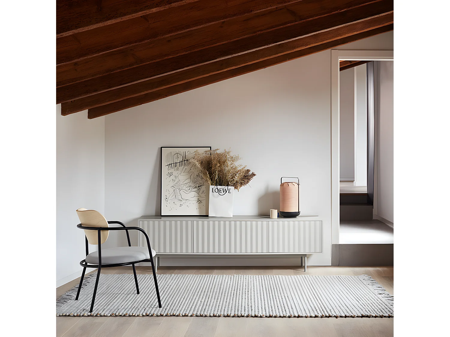 Sierra - Meuble TV en bois 3 portes L180cm - Gris clair