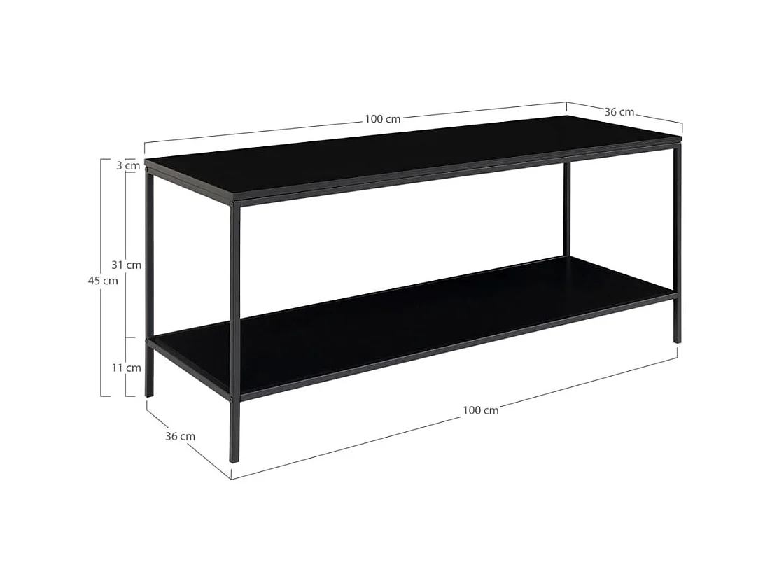 Gabinete de TV negro de 2 historias
