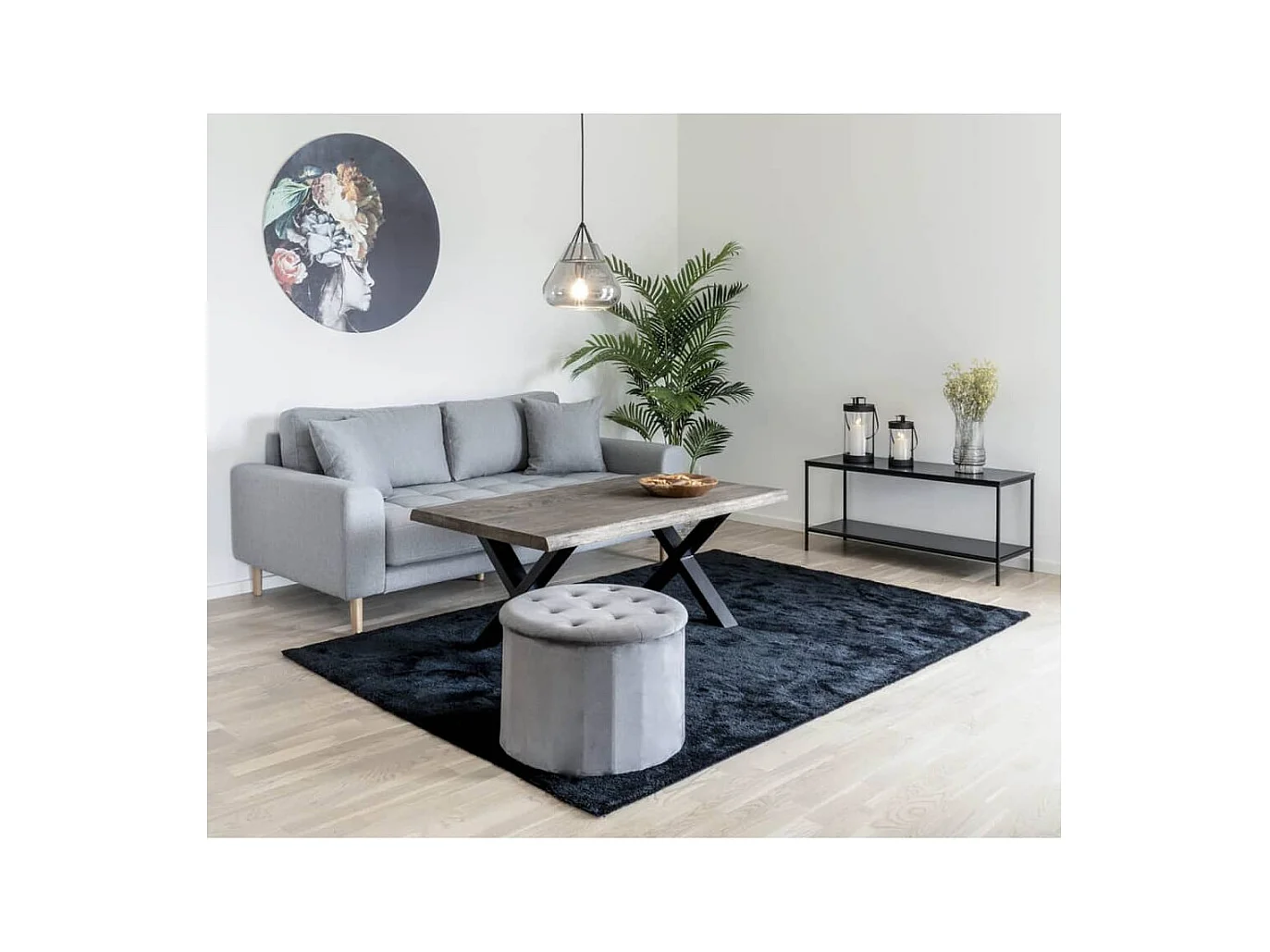 House Nordic Mobile Porta TV con 2 Mensole Avery Nero