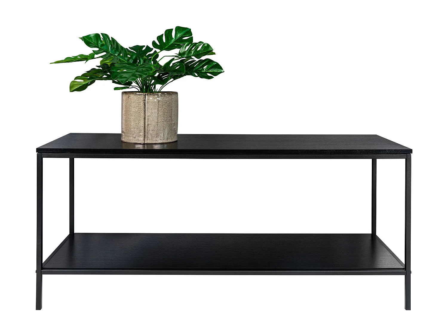 Vita Meuble TV avec 2 tablettes de rangement, noir.