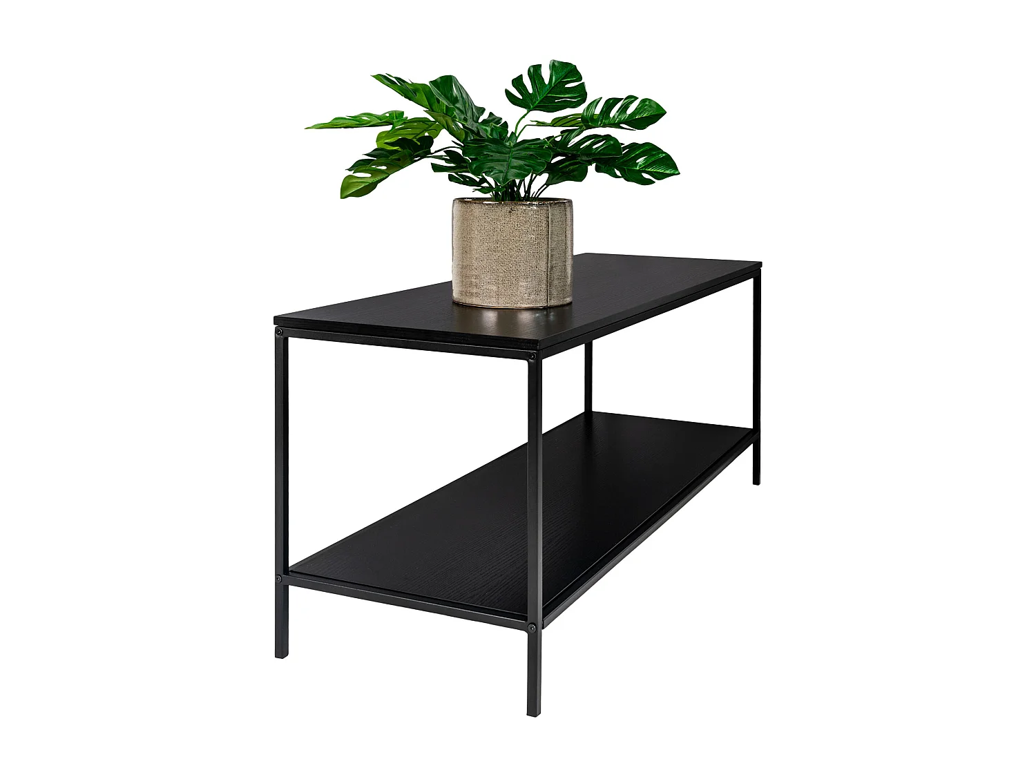 Vita Meuble TV avec 2 tablettes de rangement, noir.