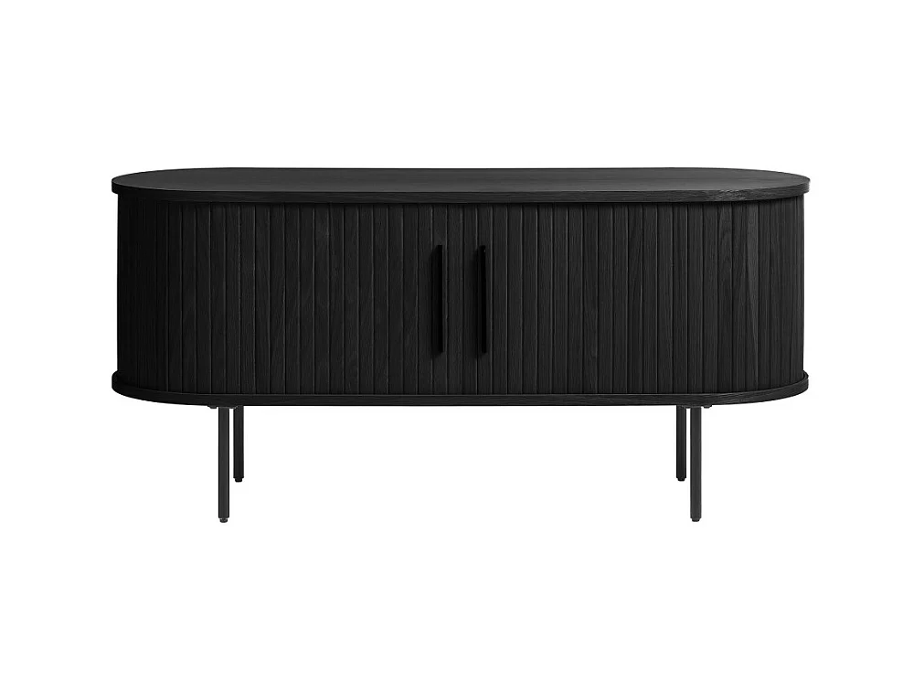 Alicia - Meuble tv 2 portes aux angles arrondis en bois et métal L120cm - Noir