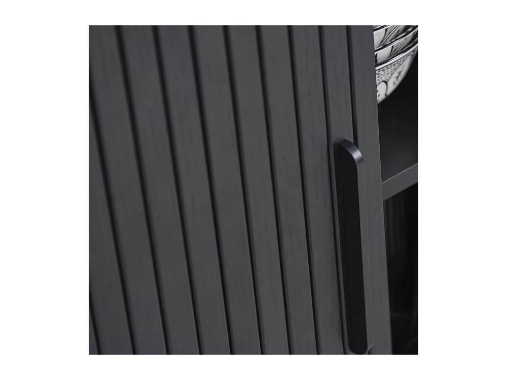 Alicia - Meuble tv 2 portes aux angles arrondis en bois et métal L120cm - Noir