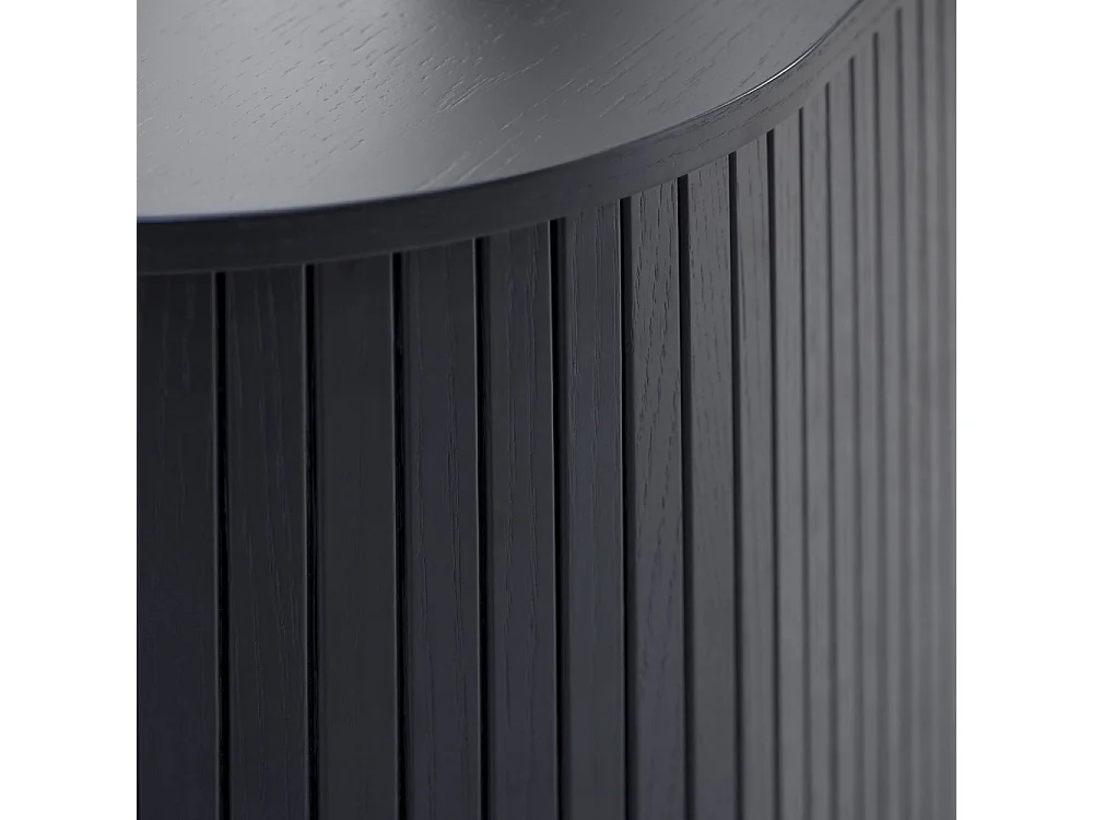 Alicia - Meuble tv 2 portes aux angles arrondis en bois et métal L120cm - Noir