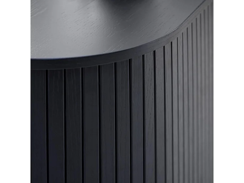 Alicia - Meuble tv 2 portes aux angles arrondis en bois et métal L120cm - Noir