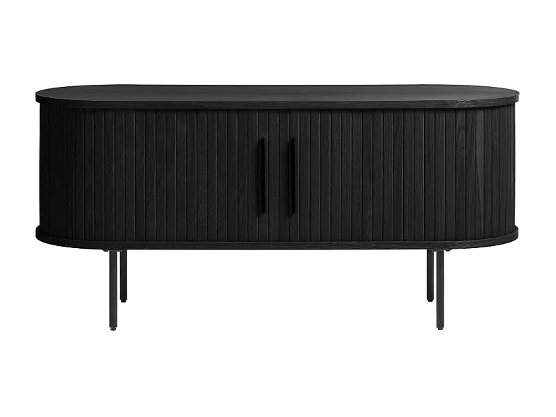 Alicia - Meuble tv 2 portes aux angles arrondis en bois et métal L120cm - Noir