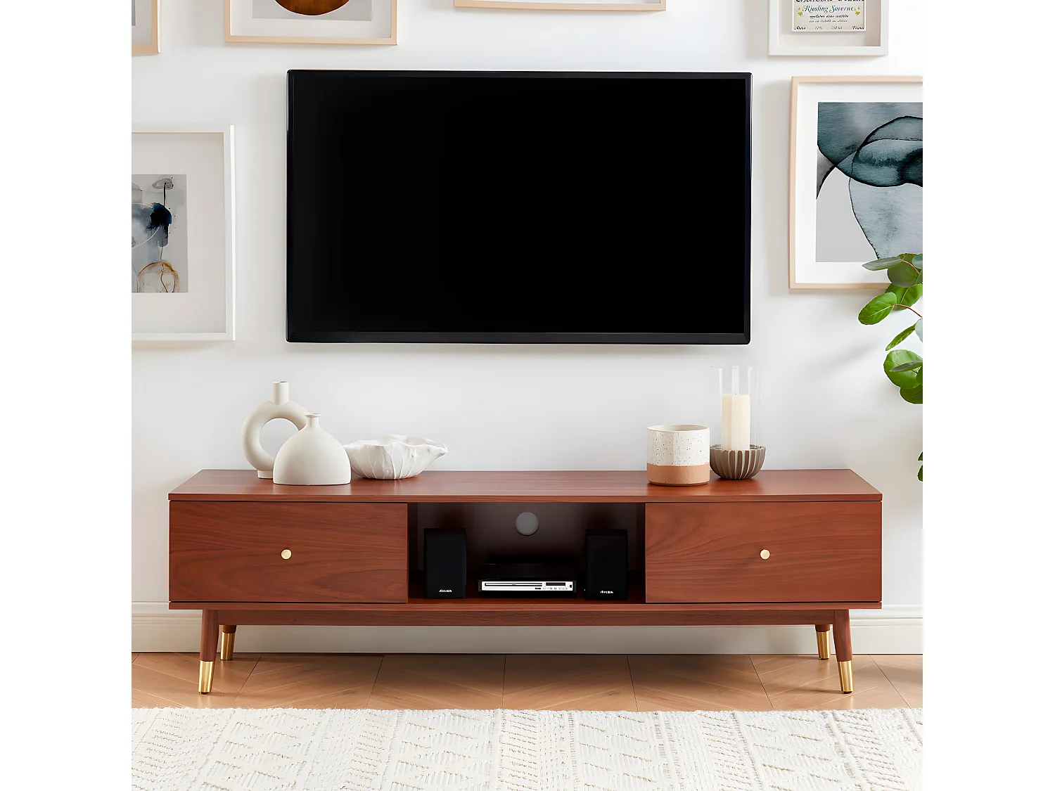 Grude - Meuble TV vintage en bois - Bois foncé