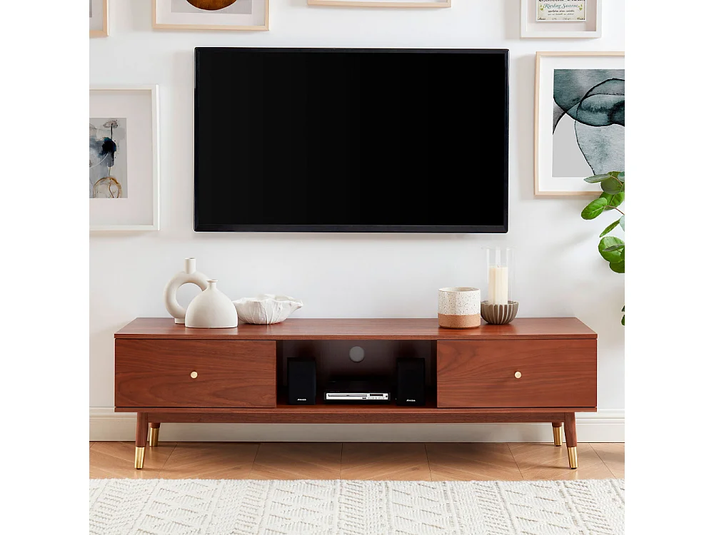 Grude - Meuble TV vintage en bois - Bois foncé