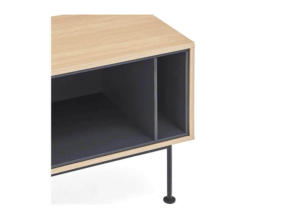 Yoko - Meuble tv 1 porte 2 tiroirs en bois L180cm : Couleur - Gris anthracite