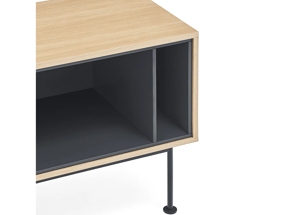 Yoko - Meuble tv 1 porte 2 tiroirs en bois L180cm : Couleur - Gris anthracite