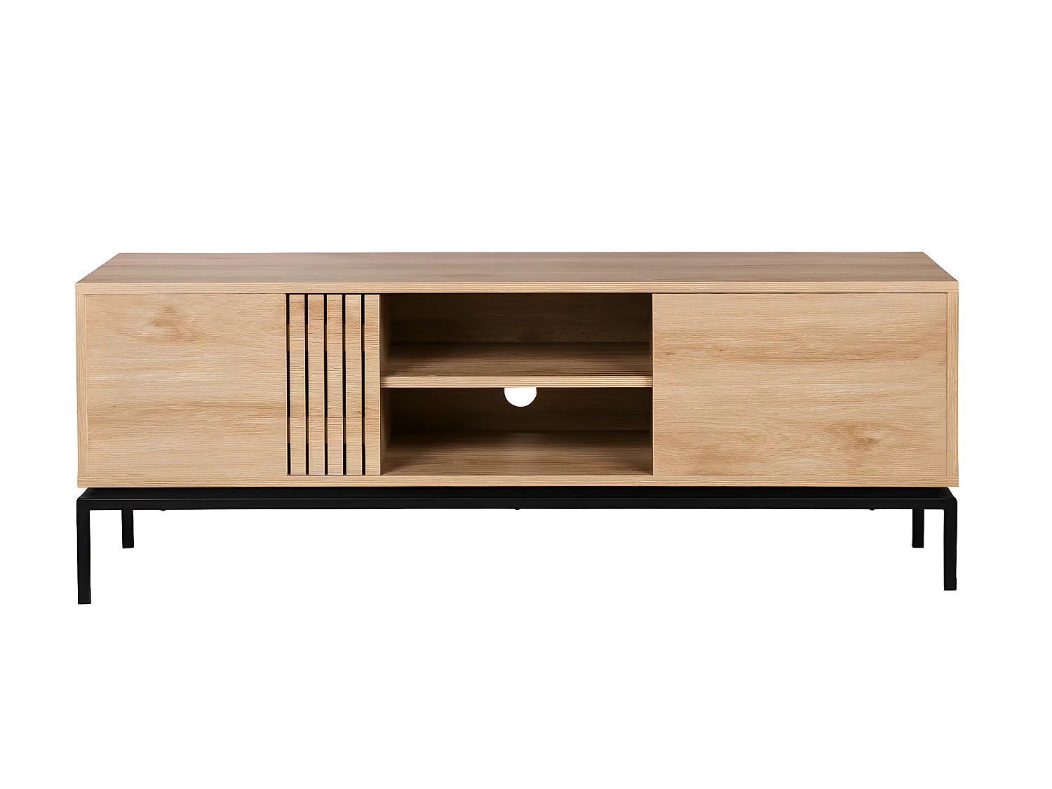 Krokom - Meuble TV 2 portes en bois et métal L150cm - Bois clair