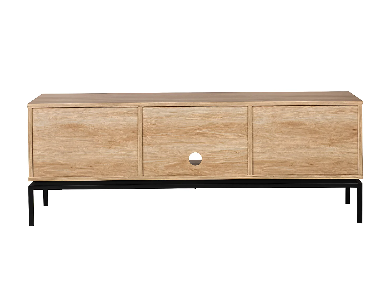 Krokom - Meuble TV 2 portes en bois et métal L150cm - Bois clair