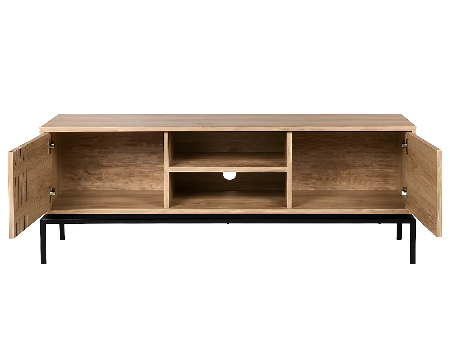 Krokom - Meuble TV 2 portes en bois et métal L150cm - Bois clair