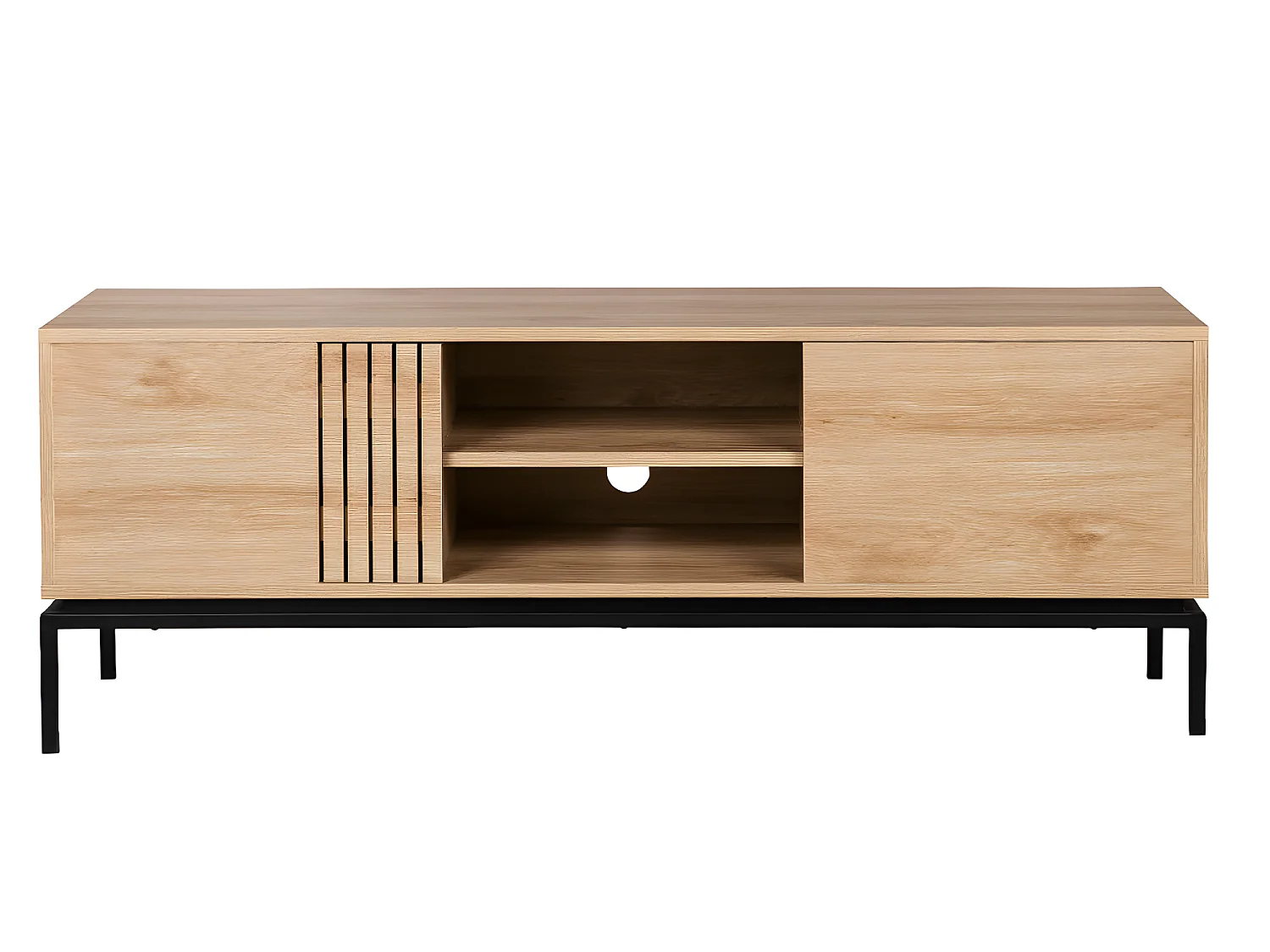 Krokom - Meuble TV 2 portes en bois et métal L150cm - Bois clair