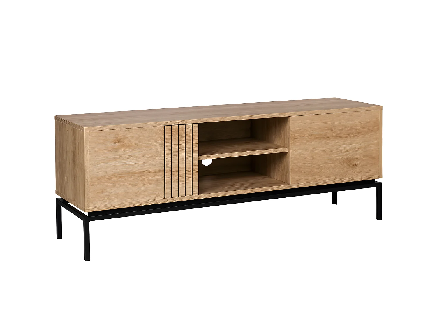 Krokom - Meuble TV 2 portes en bois et métal L150cm - Bois clair