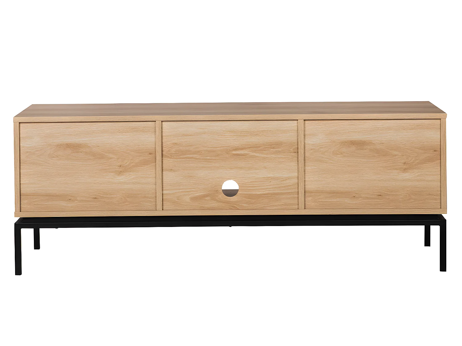 Krokom - Meuble TV 2 portes en bois et métal L150cm - Bois clair