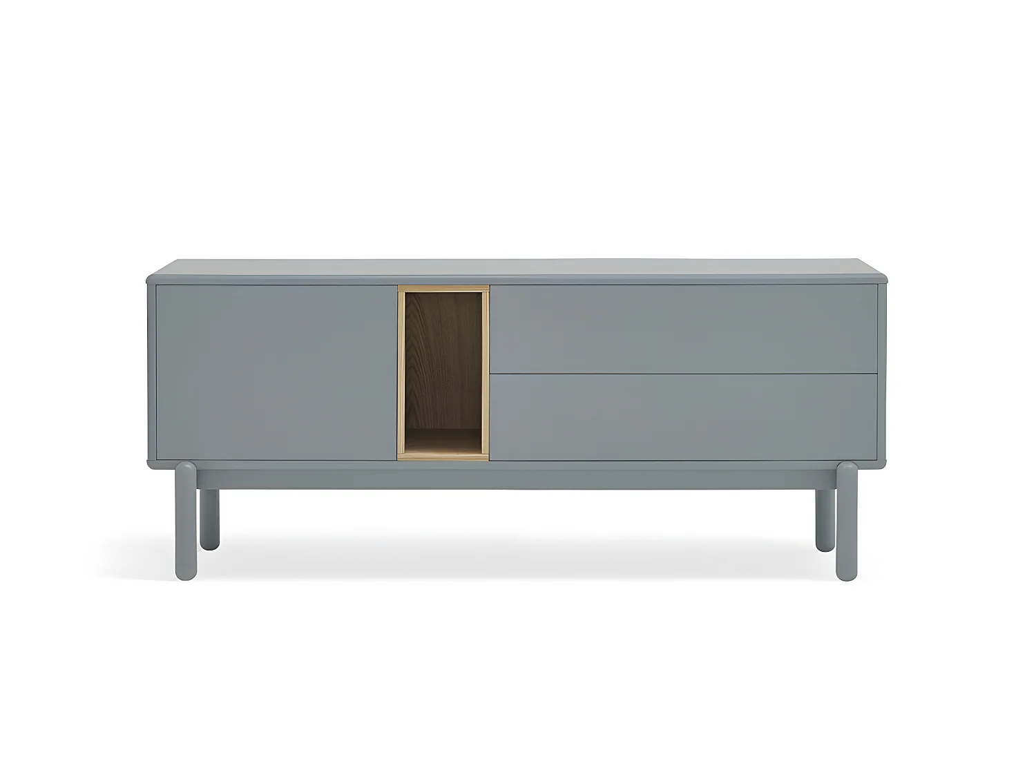 Corvo - Meuble tv 1 porte 1 niche et tiroir en bois L140cm - Gris perle