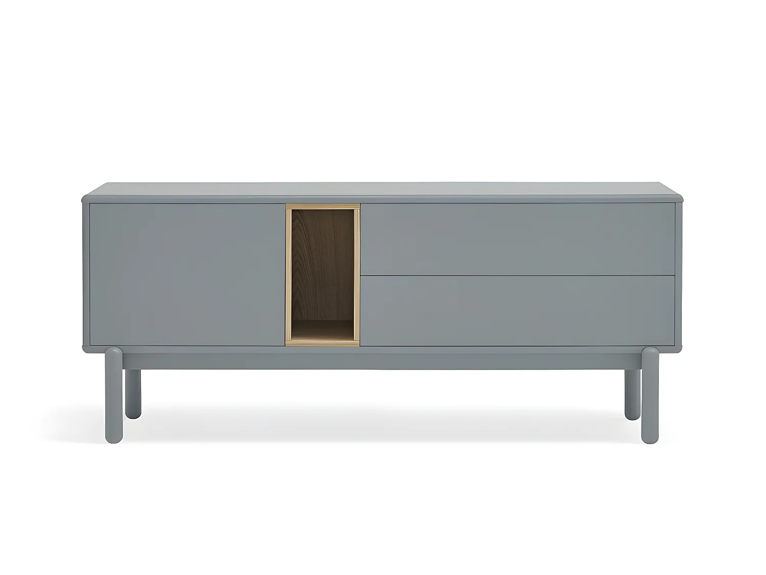 Corvo - Meuble tv 1 porte 1 niche et tiroir en bois L140cm - Gris perle