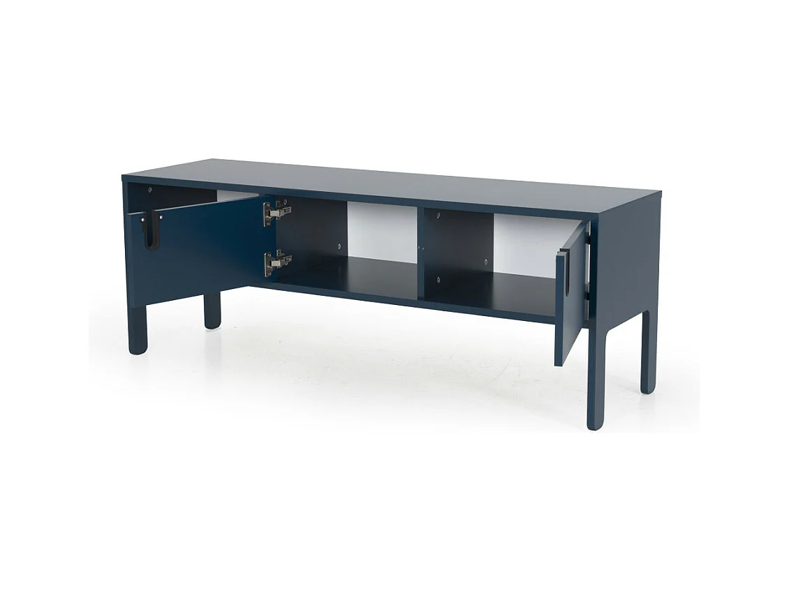 Uno - Meuble TV en bois 2 portes L137cm : Couleur - Bleu Canard