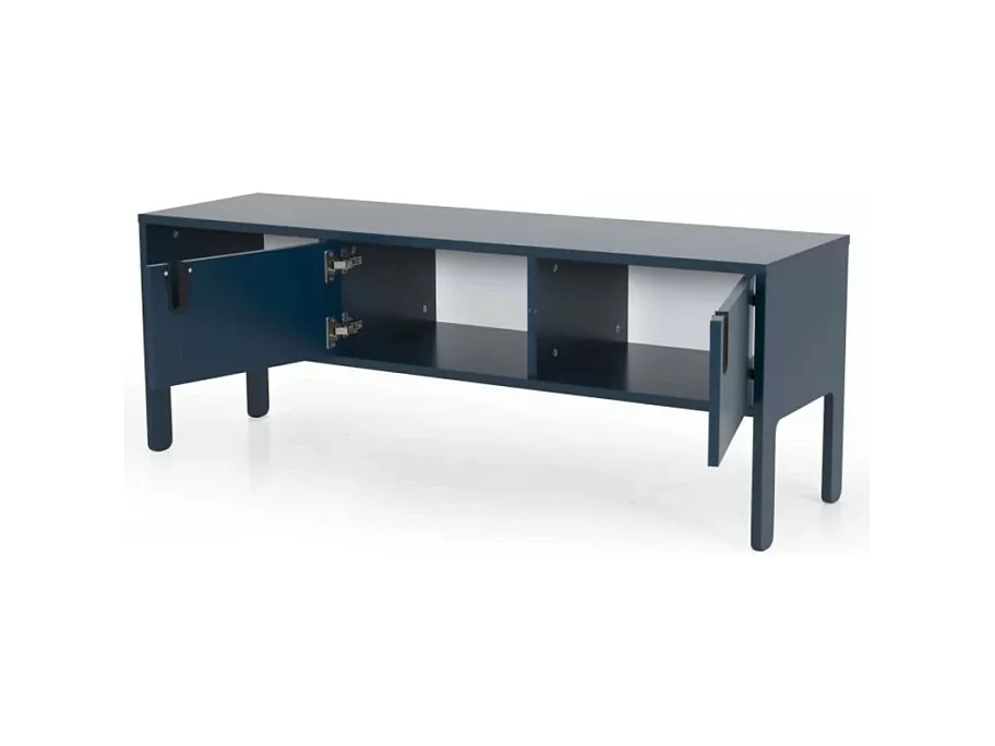 Uno - Meuble TV en bois 2 portes L137cm : Couleur - Bleu Canard