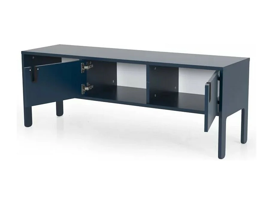 Uno - Meuble TV en bois 2 portes L137cm : Couleur - Bleu Canard