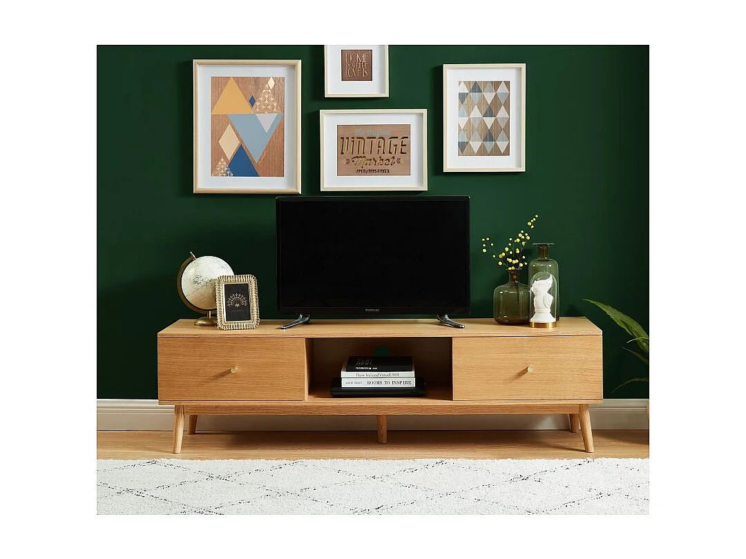 Meuble tv MARCEL placage chêne 160cm