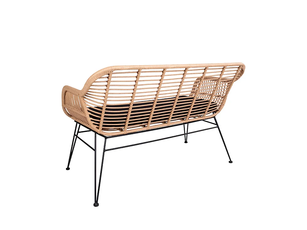 TRIESTE - Banquette indoor/outdoor aspect rotin et métal avec coussin