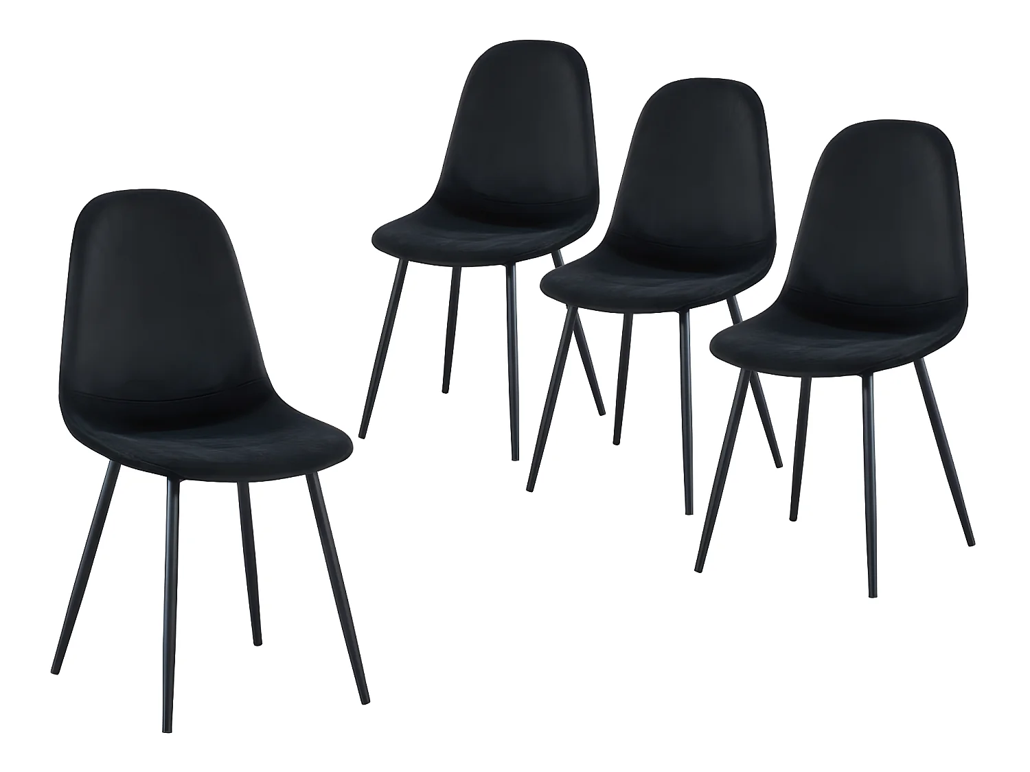 Heki - Lot de 4 chaises en velours - Noir