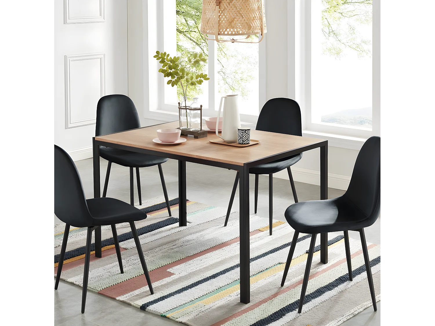 Heki - Lot de 4 chaises en velours - Noir