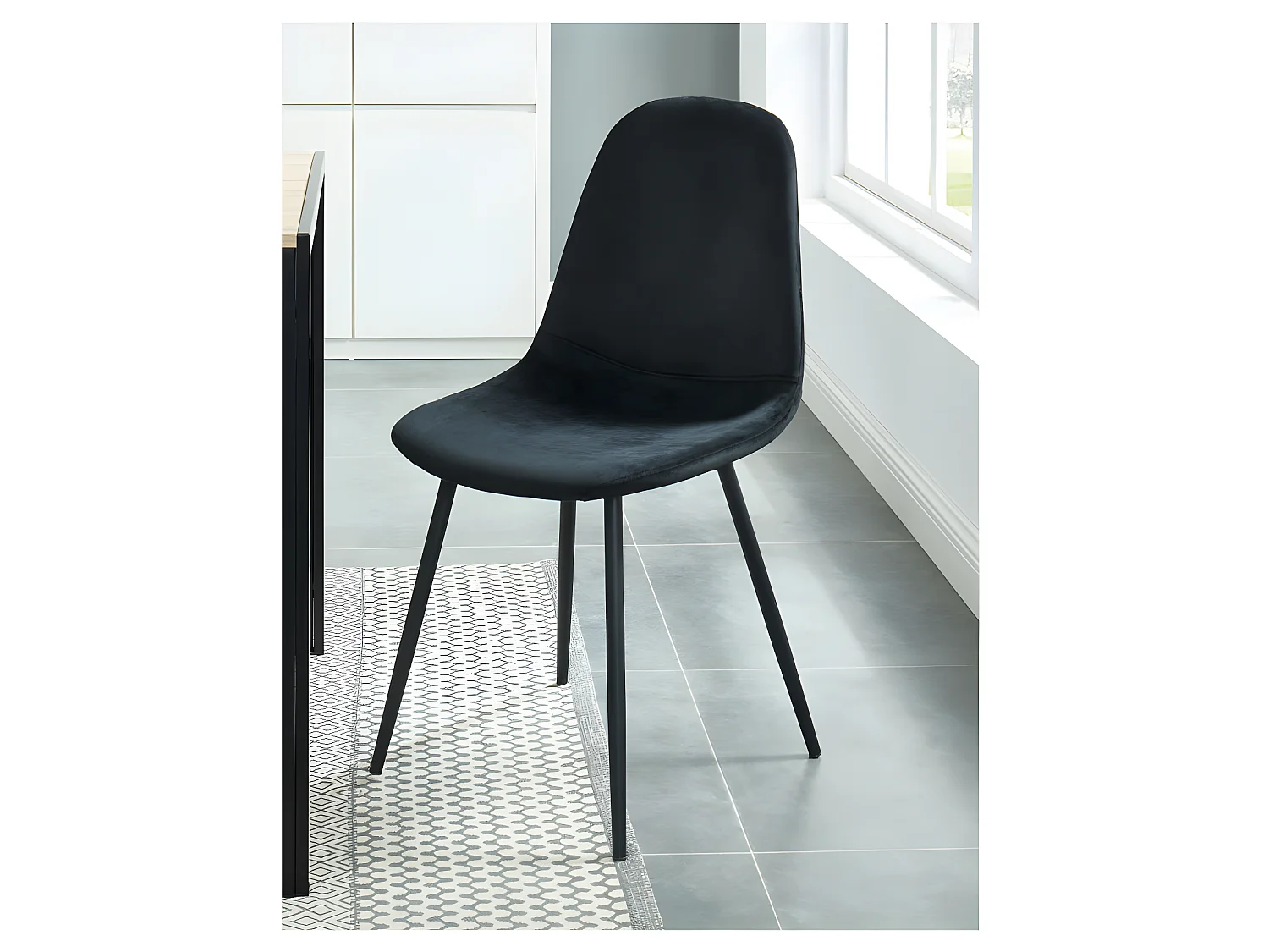 Heki - Lot de 4 chaises en velours - Noir