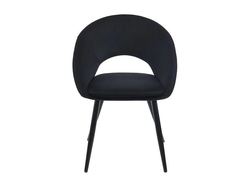 Chaise LEONIE velours noir pieds métal noir