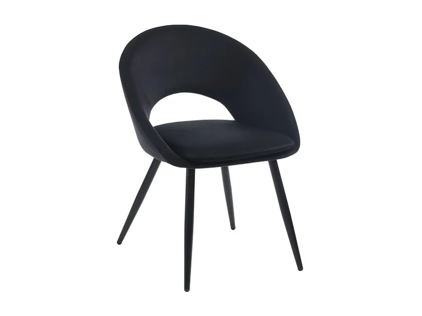 Chaise LEONIE velours noir pieds métal noir